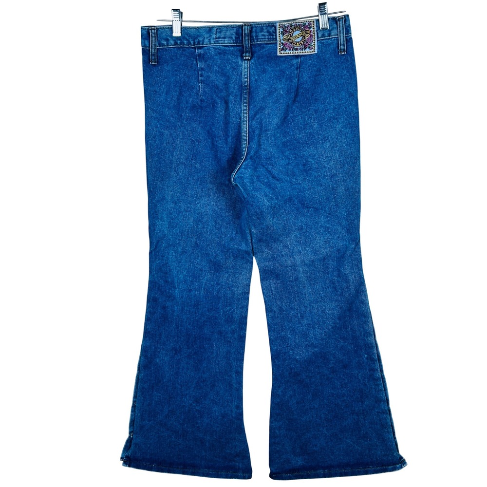 JouJou Jeans Blue Denim Bell bottom Womens 33 waist Button Detail High Rise - Picture 4 of 12